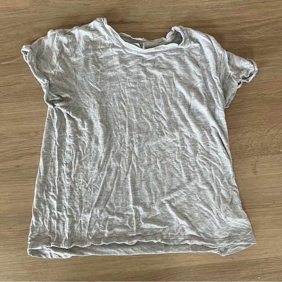 All Saints Tshirt Gray glitter roll sleeve Size 6 EU 38 - Picture 1 of 9